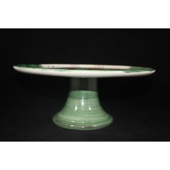 ZRIKE Winter Frolic Pedestal Cake Plate Stand Hand Painted Italy Michal Sparks - Picture 5 of 10